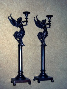 Metal candlesticks 60cm high 