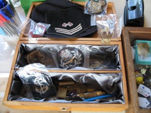 Box of military cloth badges