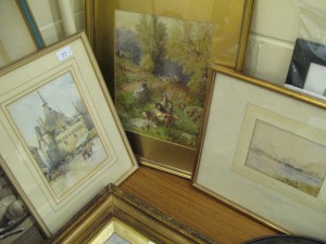 Lot 53 - 3 x Framed Watercolours: Saumur, Borrowdale by Axel Krause and cows. Sold for £65.