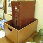 leather suitcase and box