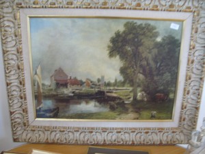 Lot 153 - Constable countryside scene in ornate frame - Sold for £35