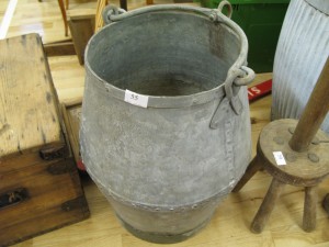 Lot 55 - Large galvanised and riveted steel bucket - Sold for £40