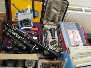 Lot 51 - 4 clarinets, sheet music and 45rpm records - Sold for £60