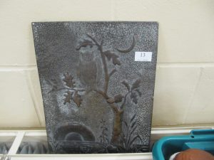 Lot 13 - metal plaque with owl - Sold for £24