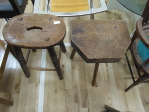 Lot 283 - Two oak stools - Sold for £40