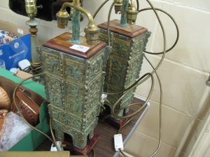 Lot 29 - Heavy oriental table lamps - Sold for £27