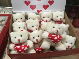 Lot 357 - A box of 20 cartons of 12 Valentine Teddy Bears - Sold for £79