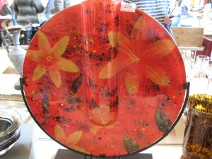 Lot 259 - Large circular glass artwork in stand - Sold for £65
