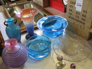 Lot 279 - Six studio glass vases and bowls - Sold for £35