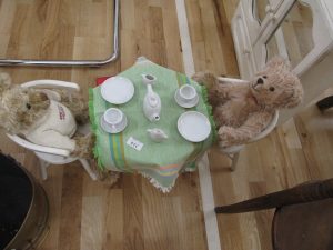 Lot 314- Teddy Bears, tea set, table and chairs - Sold for £30