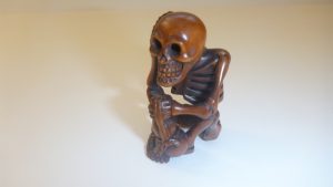 Lot 211 - Wooden Netsuke of a Skeleton - Sold for £30