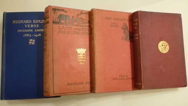 4 Volumes of Rudyard Kipling - "The Second Jungle Book" (1915 Edn), "Thy Servant a Dog" (1937 Edn), "Land and Sea Tales for Scouts and Guides" (1923) and "Rudyard Kiplings Verse 1885 - 1918" (First Edn)