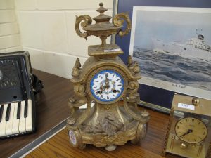 Lot 385 - Ormolu Enameled Mantle Clock - Sold for £100