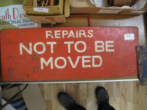 Lot 73 - Repairs Not To Be Moved Railway Sign - Sold for £55