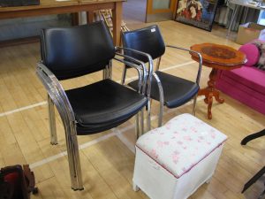 Lot 171 - Four steel and leather dining chairs - Sold for £37