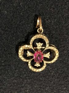 Ruby and Diamond Pendant. Estimate £180-£220