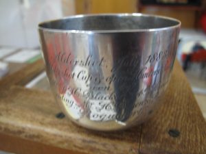 Lot 150 - Silver tumbler cup awarded to member of 4th Hussars at Aldershot Cup 1883 - Sold for £95
