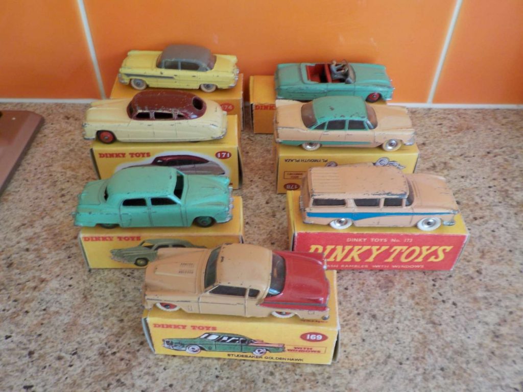 Vintage Dinky American cars in boxes