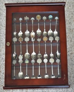24 x Collector Spoons Cathedrals & Castles in cabinet