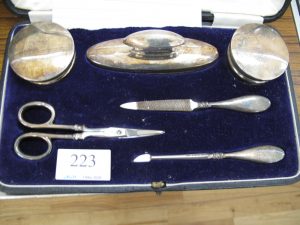 Lot 223 - Hallmarked Manicure Set in Original Case - Sold for £40