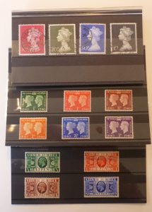 3 sets of stamps - George V Mint Jubilee set, George VI mint set and QE II High Value used set