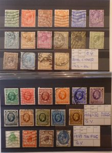 3 sets of George V stamps used Scarce 1912 - 24 set, 1929 PUC set and 1934 - 1936 set