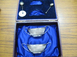 Pair of Cased Silver Salts