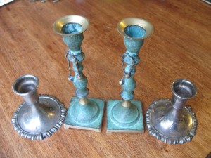Two Pairs of Metal Candlesticks