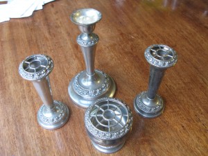 Metal flower Vases and Posy Bowl