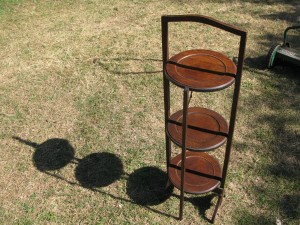 Oak Folding Three Tier Cake Stand