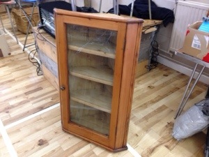 Pine corner cabinet glazed