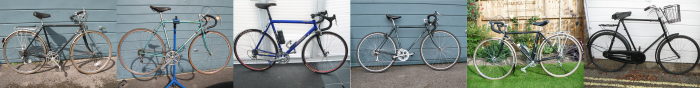 Cycles sold in 2014 - Early Dawes Tourer 531ST, Holdsworth 531ST, Ruxley with Campagnola parts, Dawes Galaxy Tourer 531ST, FW Evans Tourer 531ST, Vintage Raleigh Police Bike 1930s frame