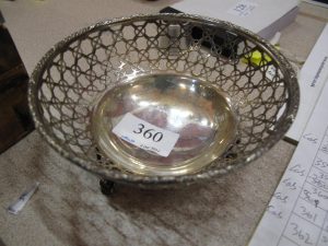 Lot 360 - Latticed Silver Bowl - Sold for £40
