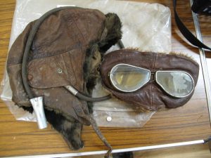 Lot 387 - WWI Flying Helmet and Googles - Sold for £90