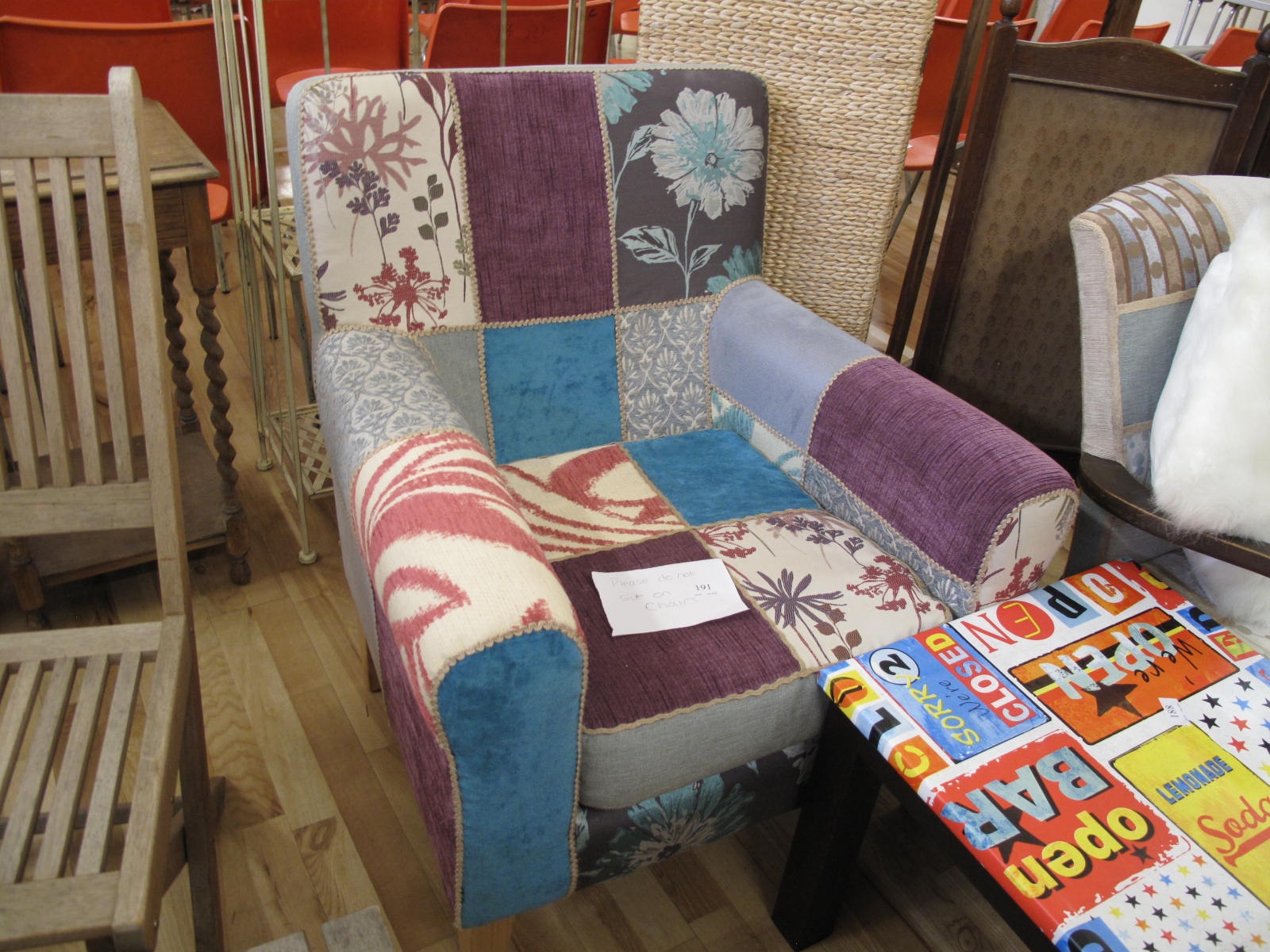 Lot 191 - Patchwork armchair - Sold for £35