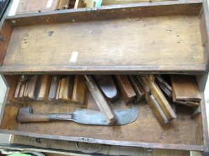 Lot 201 - Carpenters box and tools - Sold for £45