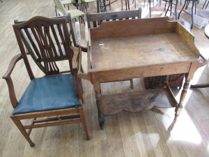 Lot 244 - Wooden Washstand and Armchair - Sold for £25