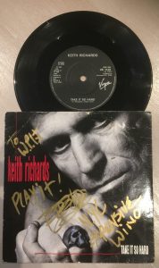 Keith Richard signed single Take It So Hard