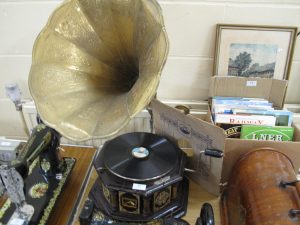 Lot 22 - HMV Gramaphone with horn working - Sold for £55