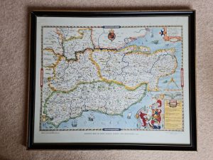 Saxton's map of Kent, Surrey, Sussex and Middlesex