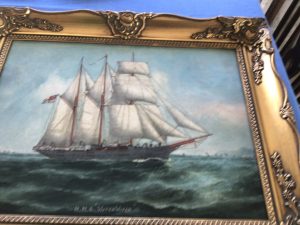Sailing boat picture in decorative frame