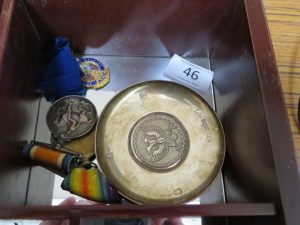 Collections of medals & silver eagle dish