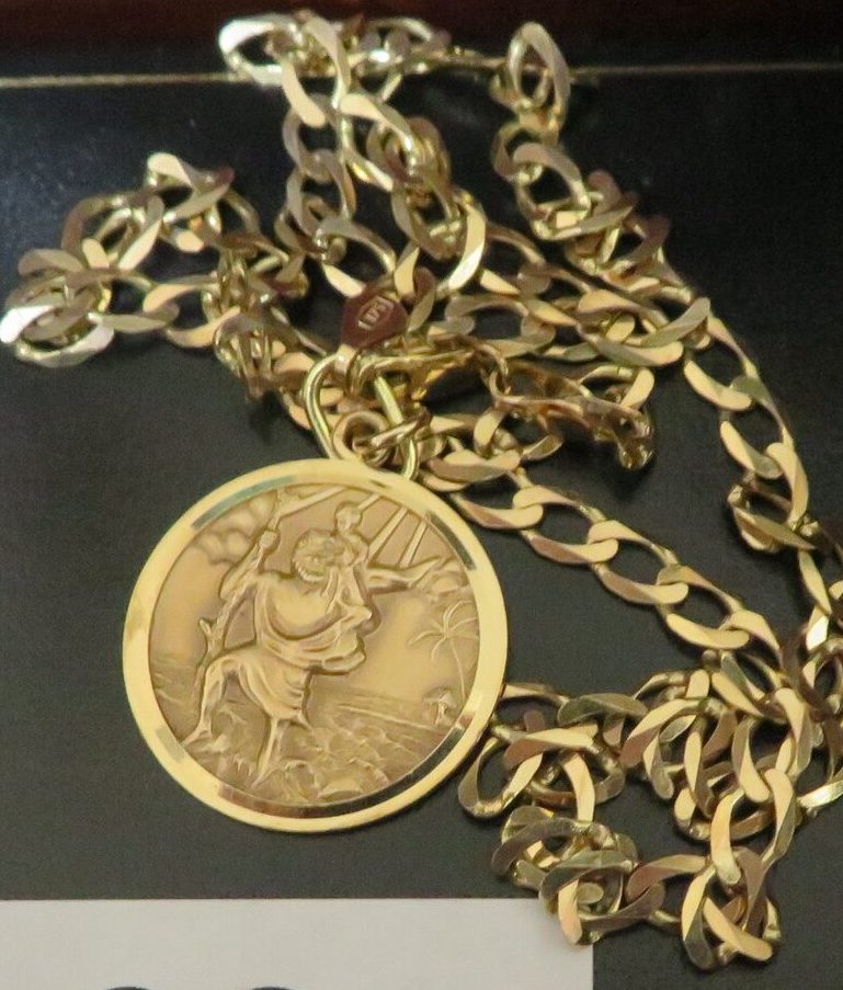 Gold St. Christopher & chain