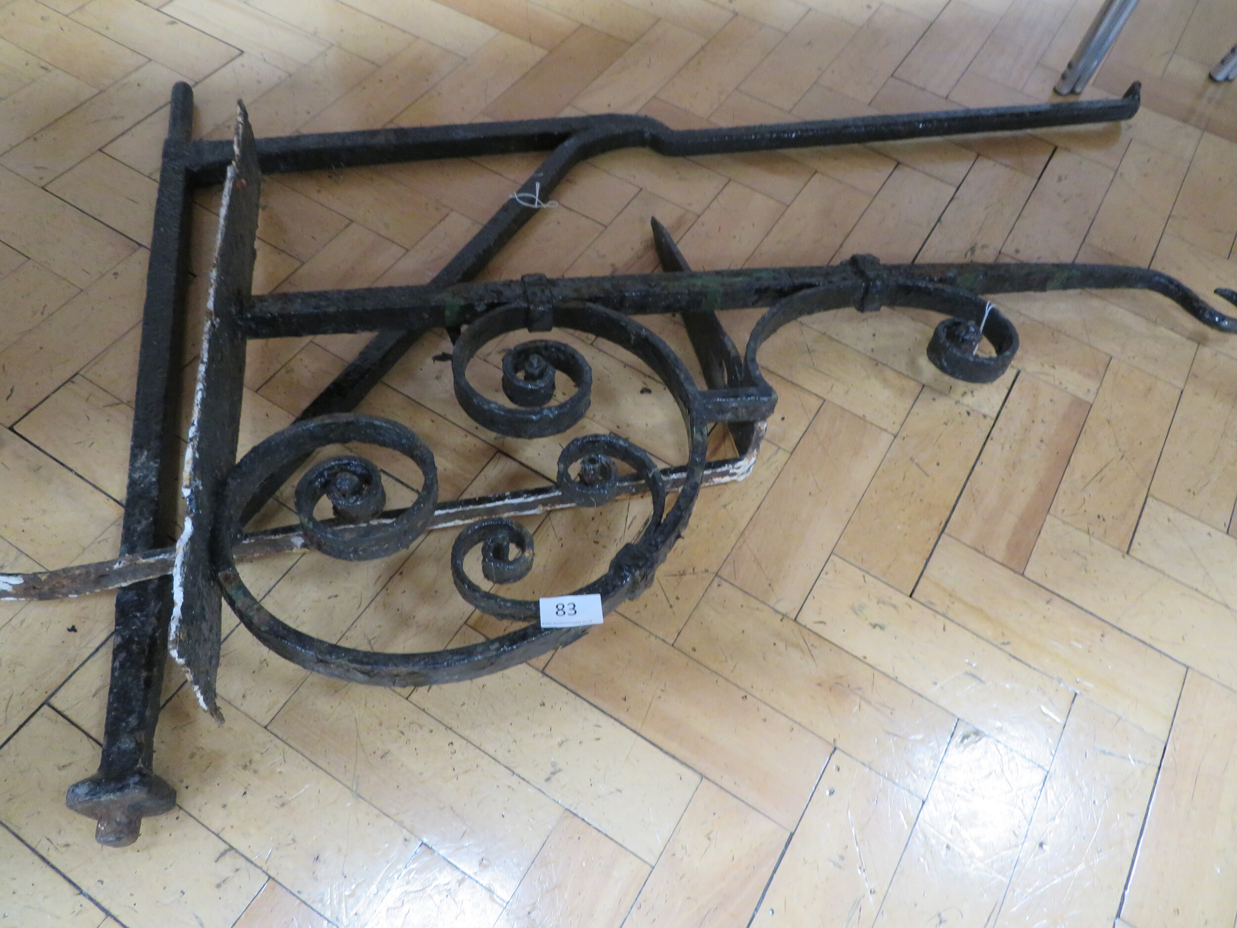 Metal brackets and large hanging lantern sold for £32